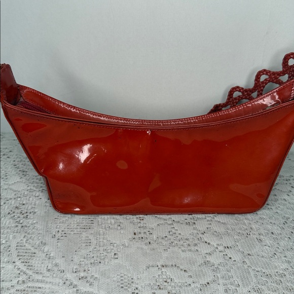 Vintage Stephane Kelian Paris orange red braided rope strap patent leather bag - Picture 6 of 10